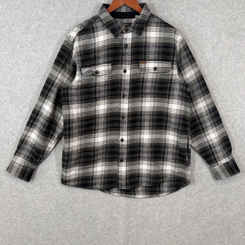 Orvis Men's Large Plaid Long Sleeve Button Up Heavyweight Flannel With Pockets